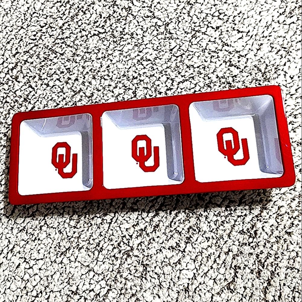 OU University of Oklahoma Sooners Divided Serving Tray Boomer Summer BBQ Grillin